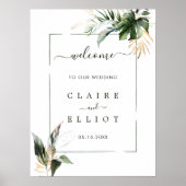 Affiche de bienvenue Mariage vert de feuillage tro (Devant)