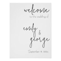 Affiche de bienvenue Mariage vertical simple et si