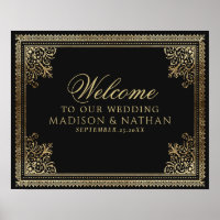 Affiche de bienvenue Mariage victorienne gothique 