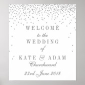 Affiche de bienvenue Mariage vintage Glam Silver C (Devant)