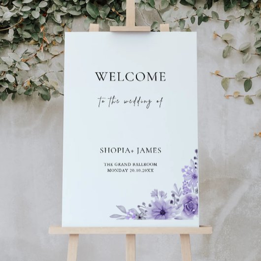 Affiche de bienvenue Mariage violet