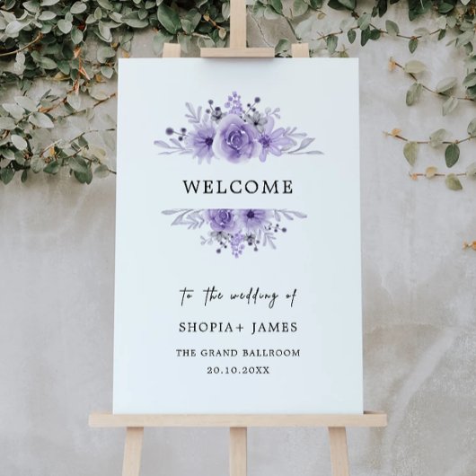 Affiche de bienvenue Mariage violet