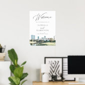 Affiche de bienvenue Mariage Watercolor Fort Worth (Bureau à domicile)