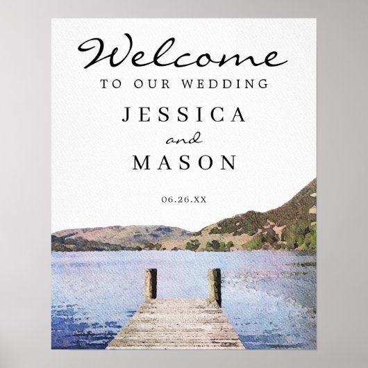 Affiche de bienvenue Mariage Watercolor Lake (Devant)