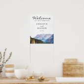 Affiche de bienvenue Mariage Watercolor Mountains (Cuisine)