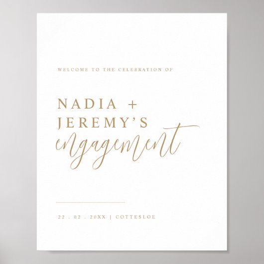 Affiche de bienvenue minimaliste Fiançailles blanc (Devant)