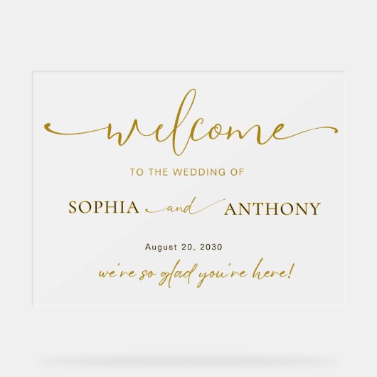 Affiche de bienvenue minimaliste Mariage acrylique (Recto)