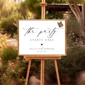 Affiche de bienvenue minimaliste Mariage papillon