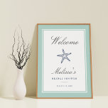 Affiche de bienvenue Mint & Navy Starfish<br><div class="desc">Panneau de bienvenue de douche nuptiale sur mesure conçu pour correspondre à nos invitations de Mint & Navy Starfish.</div>