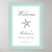 Affiche de bienvenue Mint & Navy Starfish (Devant)