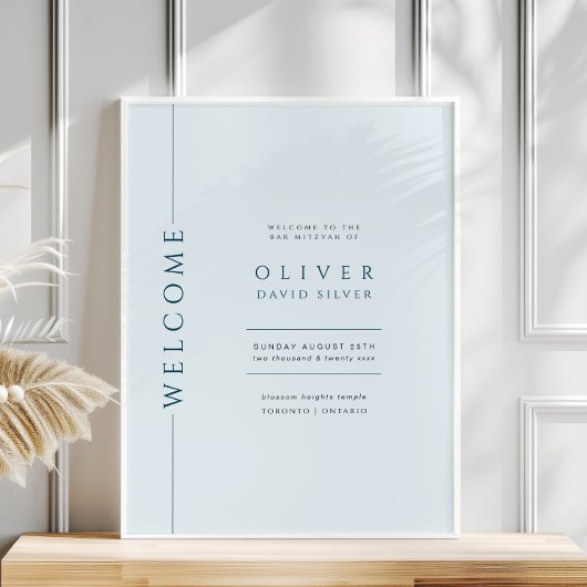 Affiche de bienvenue moderne Light Blue Bar Mitzva