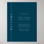 Affiche de bienvenue moderne Navy Blue Bar Mitzvah (Devant)