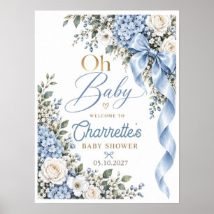 Affiche de bienvenue Oh Baby Blue Hydrangea