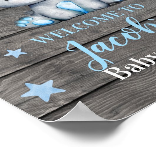 Affiche de bienvenue Ours Bleu, Douche garçon (Coin)