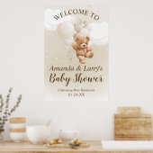 Affiche de bienvenue Ourson avec ballons (Cuisine)