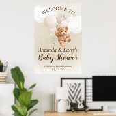 Affiche de bienvenue Ourson avec ballons (Bureau à domicile)