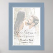 Affiche de bienvenue photo Dusty Blue Script (Devant)