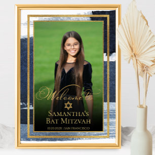 Affiche de bienvenue photo Gold Abstrait Blue Bat 