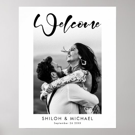 Affiche de bienvenue photo Mariage de script éléga (Devant)