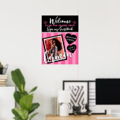 Affiche de bienvenue photo Pink & Black Heart Pink (Bureau à domicile)