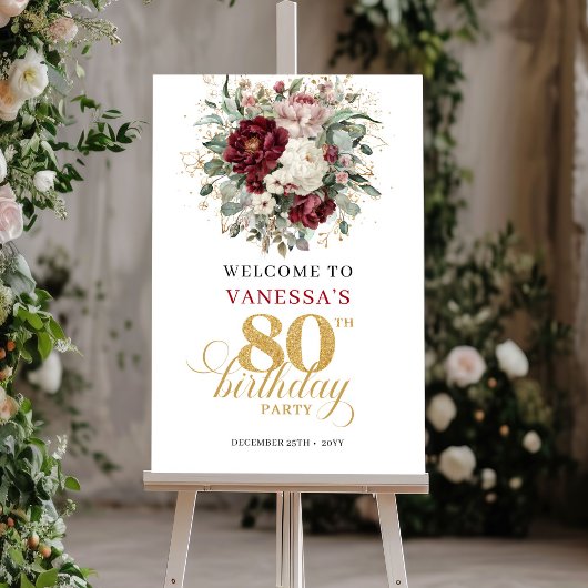 Affiche de bienvenue pour 80e anniversaire Chic Ma