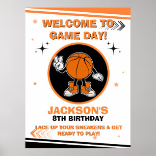 Affiche de bienvenue pour anniversaire de basketba