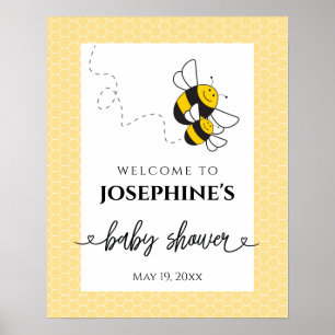 Affiche de bienvenue pour Baby shower abeille - gr