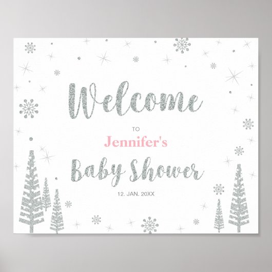 Affiche de bienvenue pour Baby shower d'hiver, Fil (Devant)