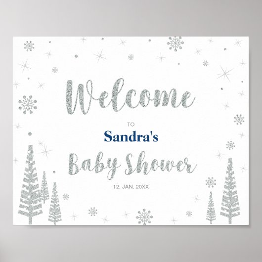 Affiche de bienvenue pour Baby shower d'hiver, Gar (Devant)