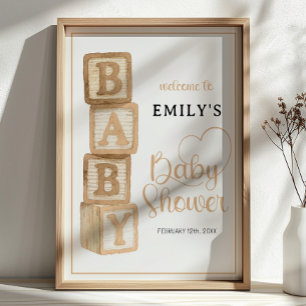 Affiche de bienvenue pour Baby Shower Taupe Baby B