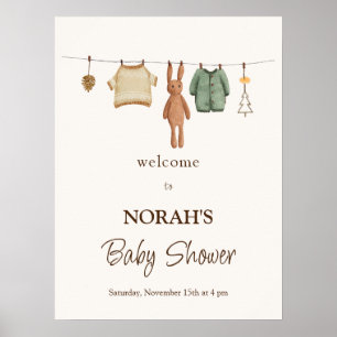 Affiche de bienvenue pour Baby Shower tenue Boho B