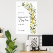 Affiche de bienvenue pour baptême avec croix de fl (Bureau à domicile)