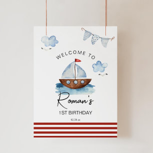 Affiche de bienvenue pour garçons nautiques