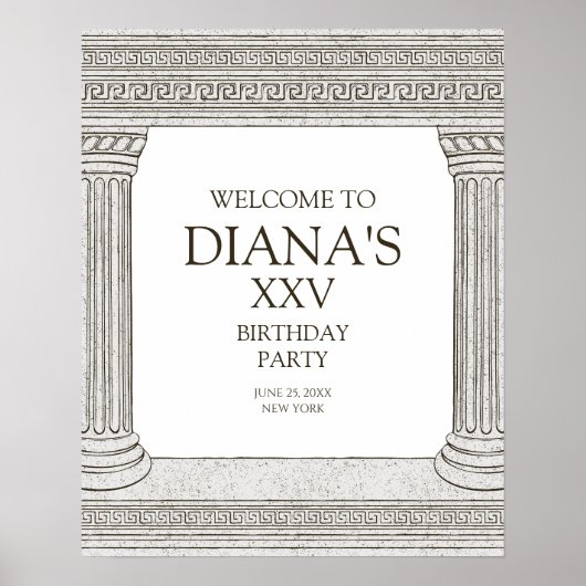 Affiche de bienvenue pour toga party avec colonnes (Devant)