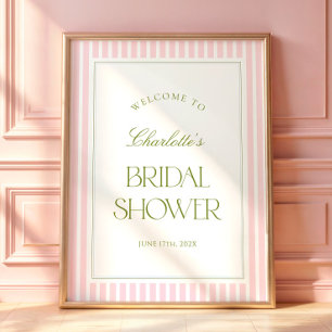 Affiche de bienvenue pour une baby shower rose et