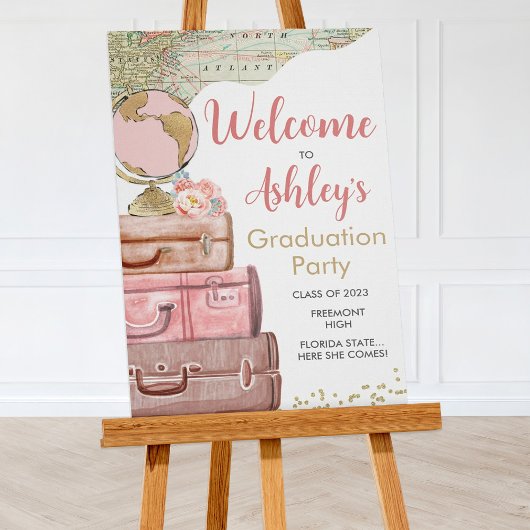 Affiche de bienvenue pour valise de voyage de fin