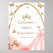 Affiche de bienvenue Quinceanera | Floral Blush Pi (Devant)