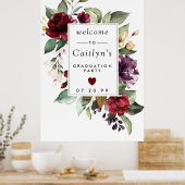 Affiche de bienvenue Red Purple Floral Graduation  (Cuisine)