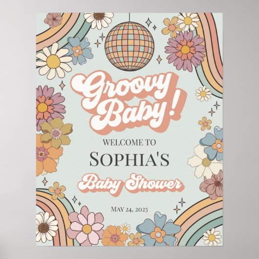 Affiche de bienvenue rétro Baby shower super (Devant)