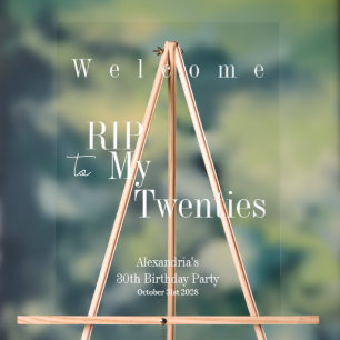 Affiche de bienvenue RIP 20s 30th Birthday Party