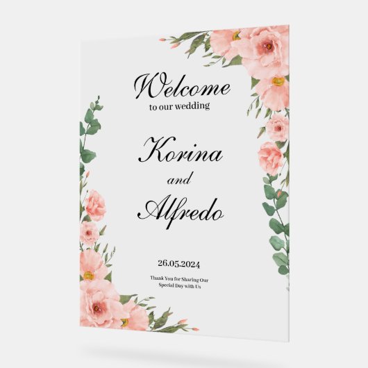 Affiche de bienvenue rose (Angle)