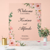 Affiche de bienvenue rose (Mariage)