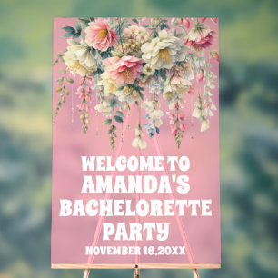 Affiche de bienvenue rose acrylique florale Bachel