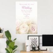 Affiche de bienvenue Rose mariage 24 po x 36 po (Bureau à domicile)