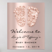 Affiche de bienvenue Rose Pieds Bébé Shower Fille (Devant)