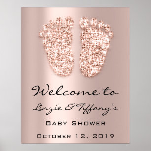 Affiche de bienvenue Rose Pieds Bébé Shower Fille