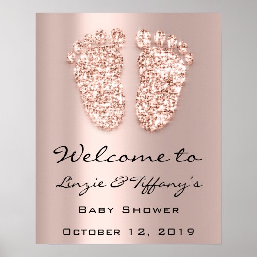 Affiche de bienvenue Rose Pieds Bébé Shower Fille (Devant)