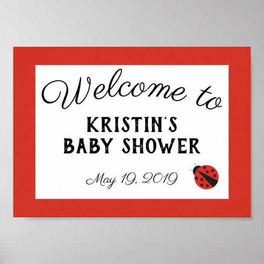 Affiche de bienvenue rouge pour baby shower coccin (Devant)