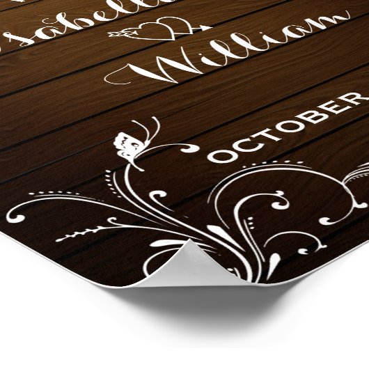 Affiche de bienvenue | Rustic String Lights Hearts (Coin)