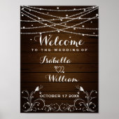 Affiche de bienvenue | Rustic String Lights Hearts (Devant)